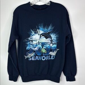 Seaworld 2021 Graphic Print Blue Crewneck Sweatshirt Small